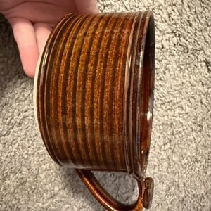 Brown Ribbed Ceramic Mug